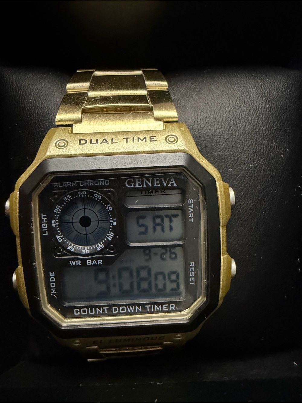 Geneva retro digital stainless steal watch NWOT
